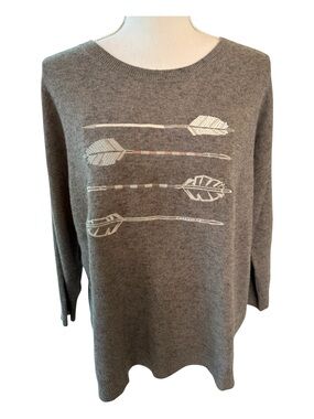 J. Crew Wool Blend Gray Arrow Sweater.  Size L